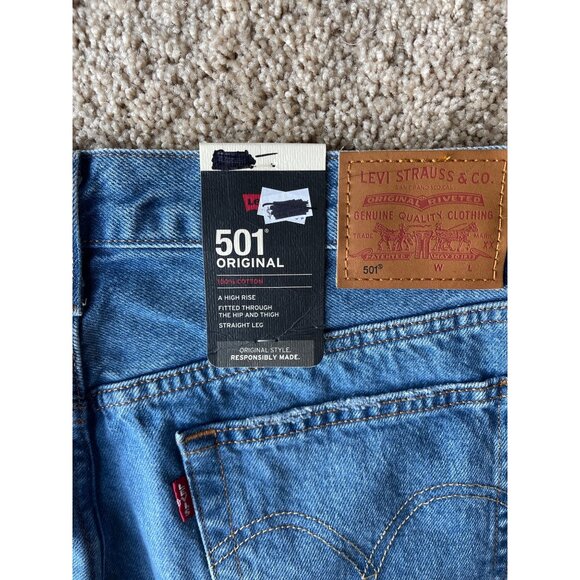 NWT Women's Levi's 501 Size 30 x 32 High Rise Straight Leg Cotton Jeans Blue - Picture 8 of 8